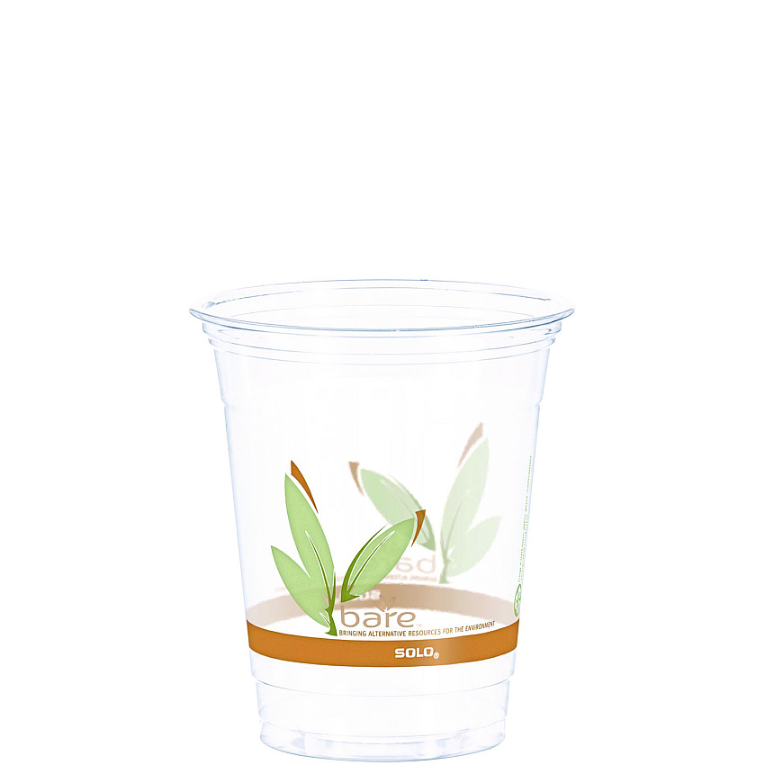 Dart Bare Eco-Forward RPET Cold Cups, 12 oz to 14 oz, Leaf Design, Clear, Squat, 50/Pack (RTP12BAREPK)