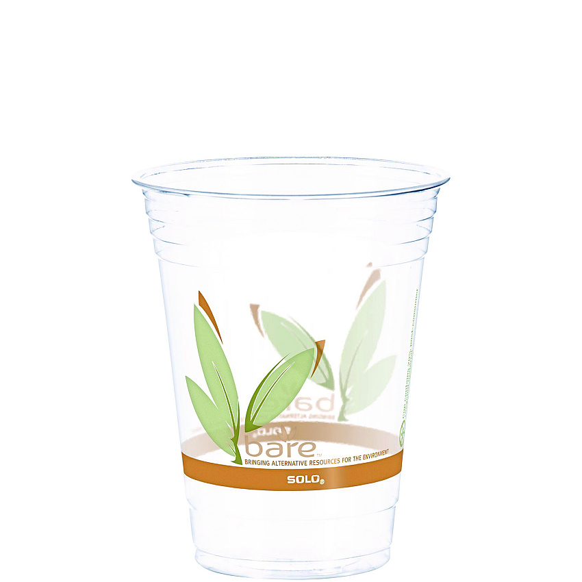 Dart Bare Eco-Forward RPET Cold Cups, ProPlanet Seal, 16 oz to 18 oz, Leaf Design, Clear, 50/Pack, 20 Packs/Carton (RTP16DBARECT)