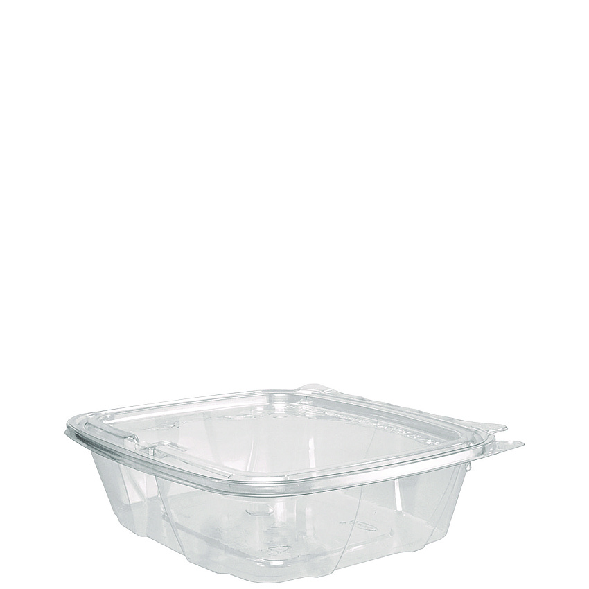 Dart ClearPac SafeSeal rPET Tamper-Resistant Container, ProPlanet Seal, Flat Lid, 24oz, 6.4 x 1.9 x 7.1, Clear, 100/Bag, 2 Bags/CT (CH24DEF)