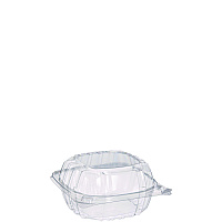 Dart ClearSeal Hinged-Lid Plastic Containers, 5.8 x 6 x 3, Clear, Plastic, 125/Pack, 4 Packs/Carton (C57PST1)