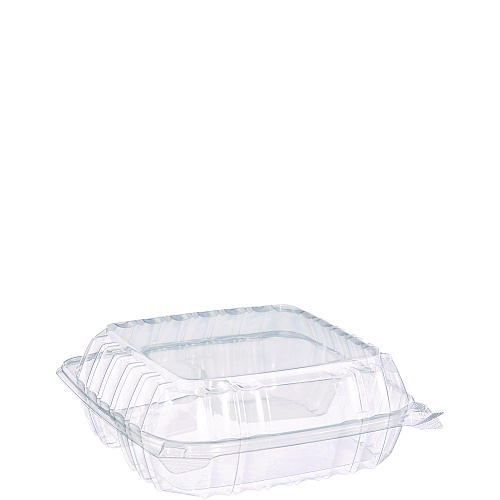 Dart ClearSeal Hinged-Lid Plastic Containers, 8.25 x 8.25 x 3, Clear, Plastic, 125/Pack, 2 Packs/Carton (C90PST3)