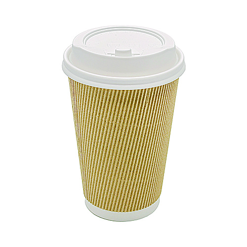 Karat Ripple Hot Cups, 16 oz, Kraft/White, 500/Carton (CKRC516)