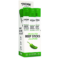 Think Jerky Jalapeno 100% Grass-Fed Beef Sticks, 1 oz Individually Wrapped Sticks, 20/Carton (33700003)