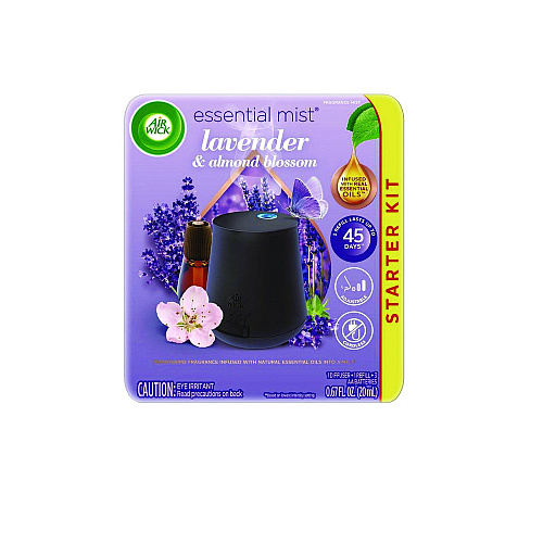 Air Wick Essential Mist Starter Kit, Lavender and Almond Blossom, 0.67 oz Bottle (98576KT)