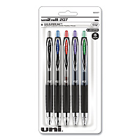 uni-ball Signo 207 Gel Pen, Retractable, Medium 0.7 mm, Assorted Ink and Barrel Colors, 5/Pack (261221)