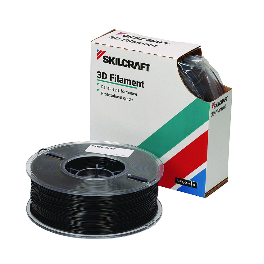 AbilityOne 7045017057352, SKILCRAFT 3D Printer Polylactic Acid Filament, 1 kg Spool, 2.85 mm, Black