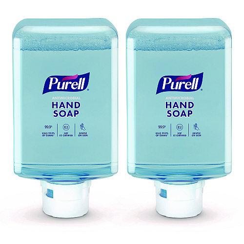 PURELL Antimicrobial Foaming Hand Soap Refill, For ES10 Dispensers, Fragrance-Free, 1,200 mL, 2/Carton (838302CT)