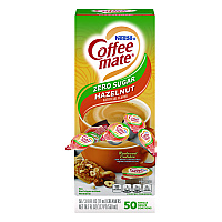 Coffee-mate Liquid Coffee Creamer, Zero Sugar Hazelnut, 0.38 oz Mini Cups, 50/Box (98468BX)