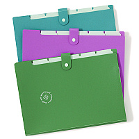 U Brands U-Eco Six-Pocket Expandable Folder, 4.5" Expansion, 6 Sections, Snap Button Closure, 1/6-Cut Tabs, Letter Size, 3/Pack (6592U0112)