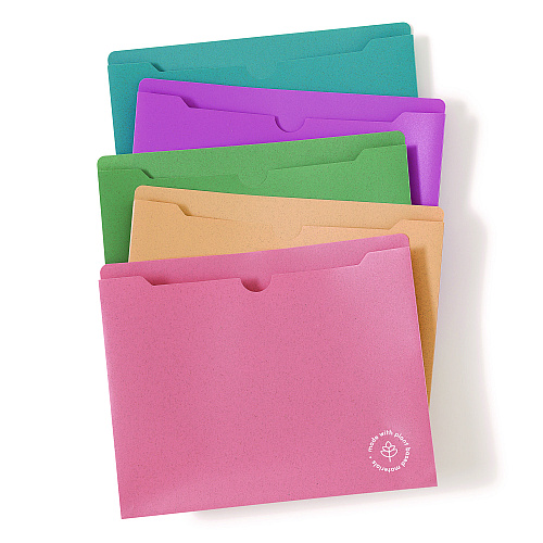 U Brands U-Eco Poly File Jackets, Straight Tab, Letter Size, Assorted, 10/Pack (6595U0112)