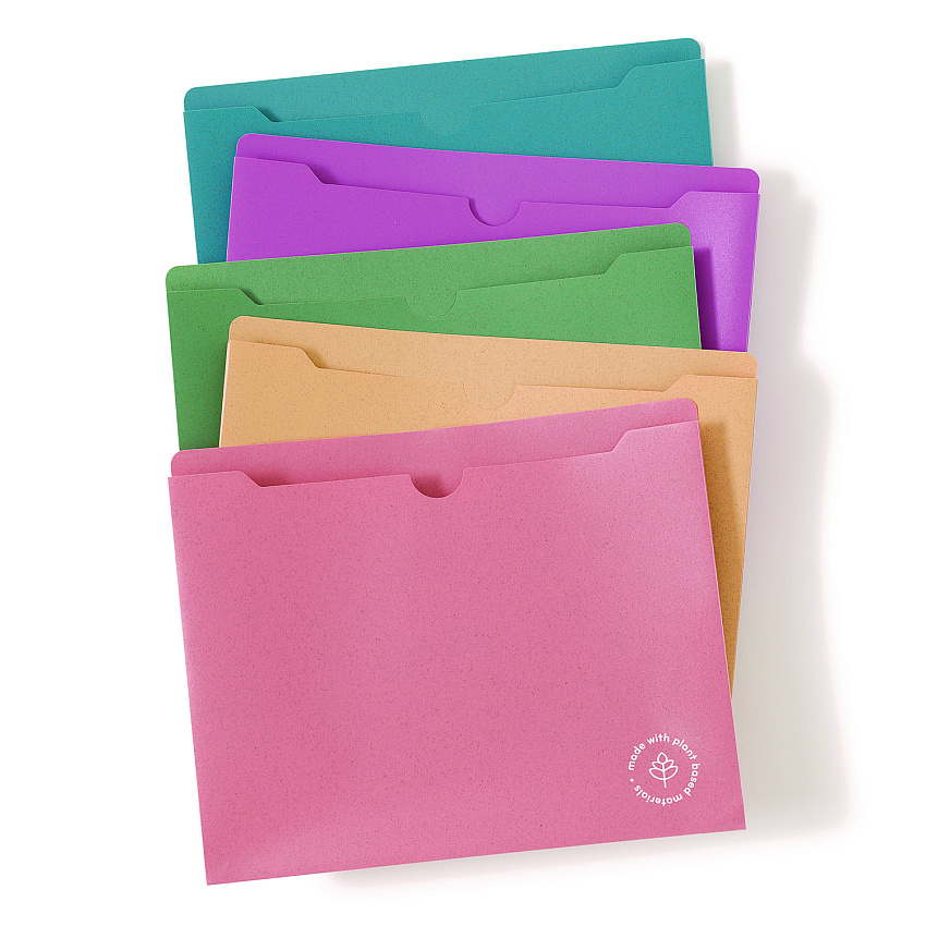 U Brands U-Eco Poly File Jackets, Straight Tab, Letter Size, Assorted, 10/Pack (6595U0112)