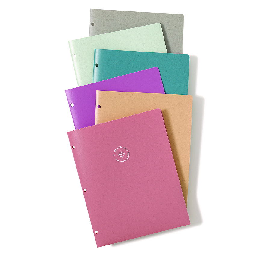 U Brands U-Eco Poly Two-Pocket Folders, Three-Hole Punched, Poly/Wheat Straw, 11 x 8.5, Assorted,12/Pack (6600U0112)
