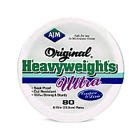 AJM Original Heavyweight Ultra Paper Plates, 9" dia, White, 960/Carton (OH9AU012080A)