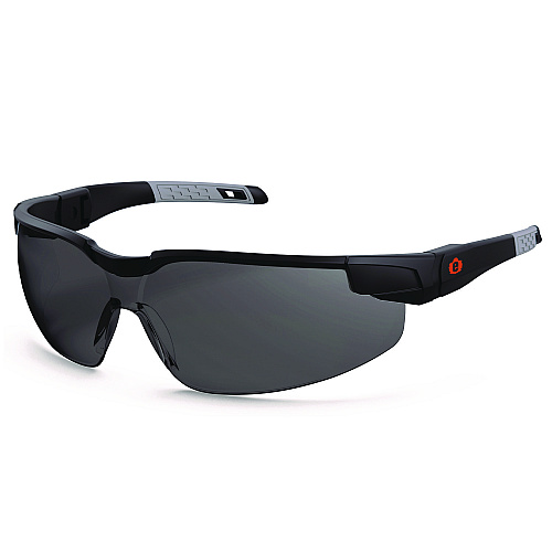 ergodyne Skullerz DELLENGER Safety Glasses with Adjustable Temples, Matte Black Nylon Impact Frame, Smoke Polycarbonate Lens (50062)