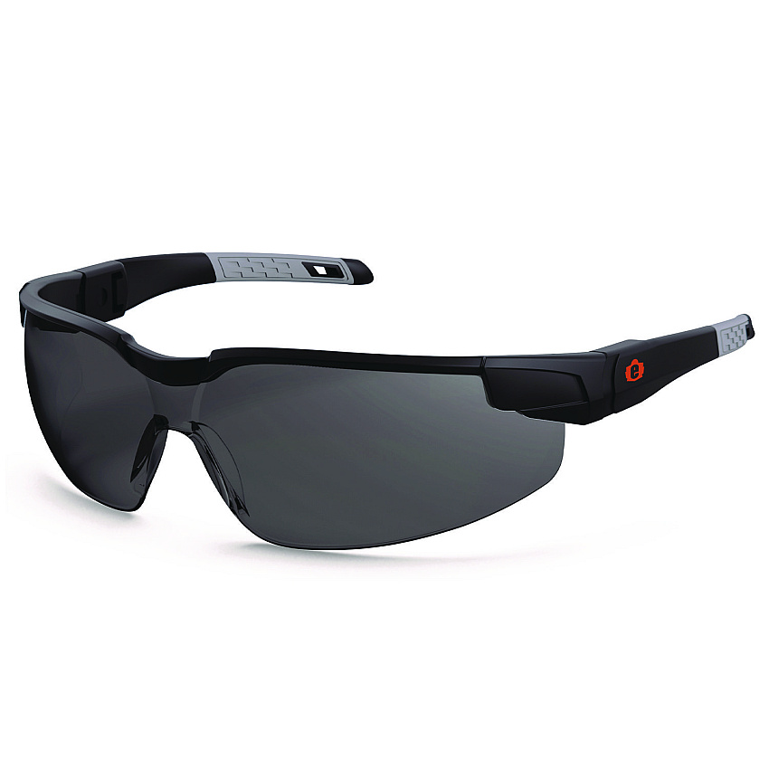 ergodyne Skullerz DELLENGER Safety Glasses with Adjustable Temples, Matte Black Nylon Impact Frame, Smoke Polycarbonate Lens (50062)