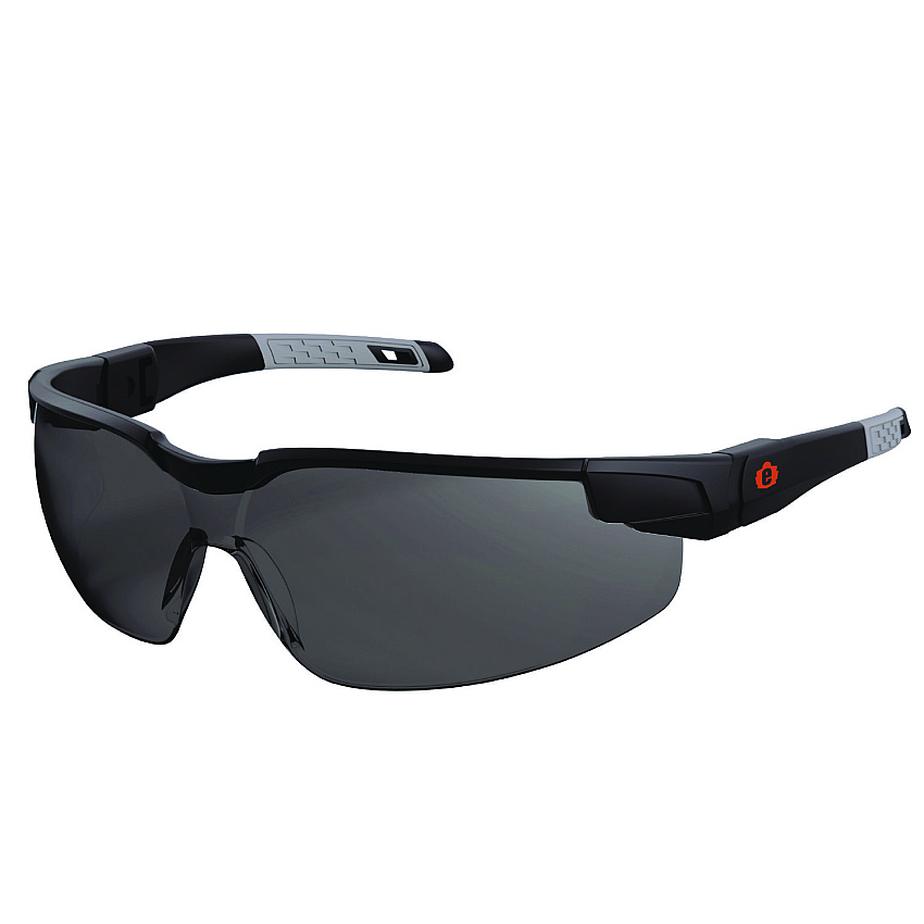 ergodyne Skullerz DELLENGER Anti-Scratch/Enhanced Anti-Fog Safety Glasses w/ Adjustable Temples, Black Frame, Smoke Polycarbonate Lens (50067)