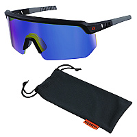 ergodyne Skullerz AEGIR Anti-Scratch/Enhanced Anti-Fog Safety Glasses, Black Nylon Impact Frame, Blue Mirror Polycarbonate Lens (55008)