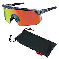 ergodyne Skullerz AEGIR Safety Glasses, Mirrored Lenses, Clear Smoke Nylon Impact Frame, Orange Mirror Polycarbonate Lens (55013)
