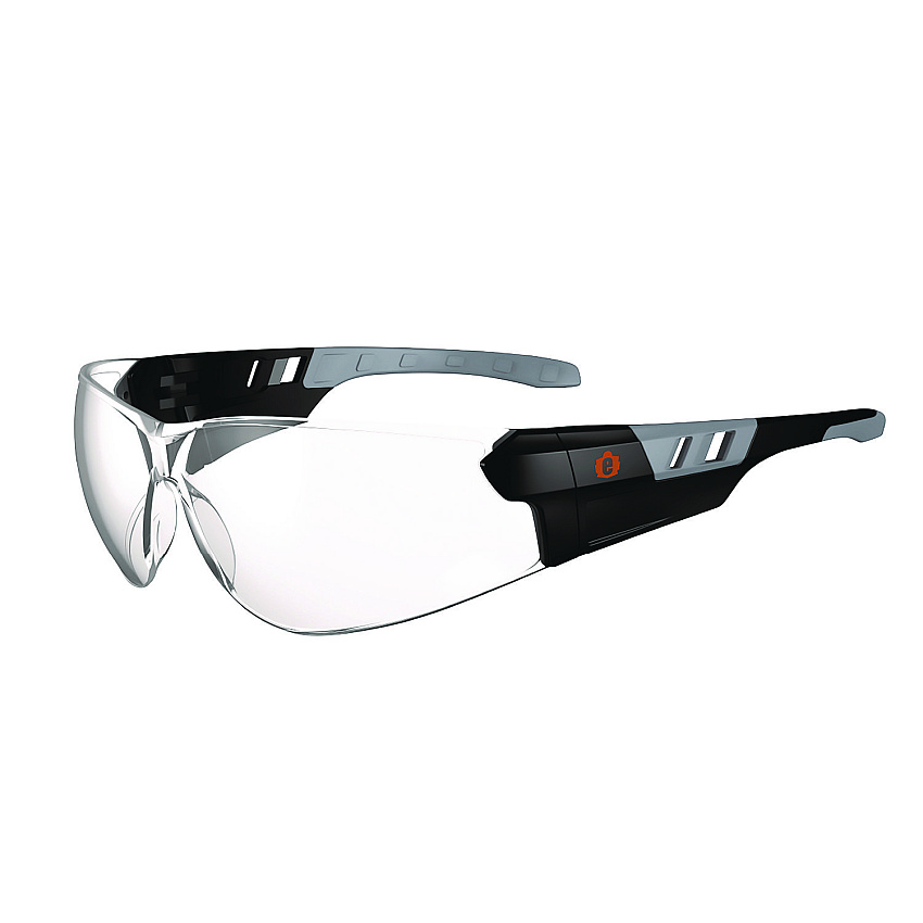 ergodyne Skullerz SAGA Anti-Scratch/Enhanced Anti-Fog Safety Glasses, Matte Black Frameless, Clear Polycarbonate Lens (59105)
