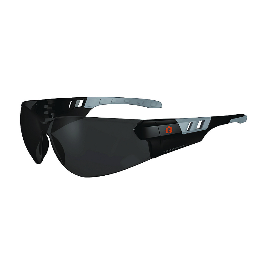 ergodyne Skullerz SAGA Anti-Scratch/Enhanced Anti-Fog Safety Glasses, Matte Black Frameless, Smoke Polycarbonate Lens (59135)