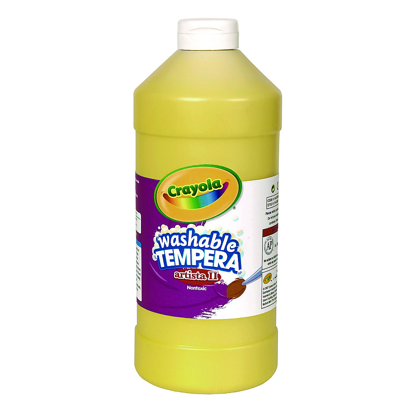 Crayola Artista II Washable Tempera Paint, Yellow, 32 oz Bottle (543132034)