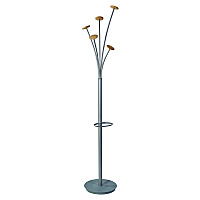 Alba Festival Coat Stand with Umbrella Holder, Five Knobs, 13.97 x 14 x 73.62, Gray (PMFESTWM)