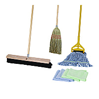 Boardwalk&reg; Cleaning Kit, Mop, Handle, Push Broom, Maids Broom (BWKCLEANKIT)