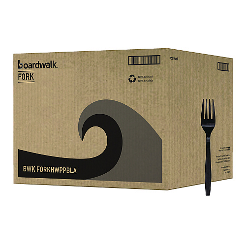 Boardwalk&reg; Heavyweight Plastic Cutlery, Fork, 1000 Forks (BWKFORKHWPPBLA)