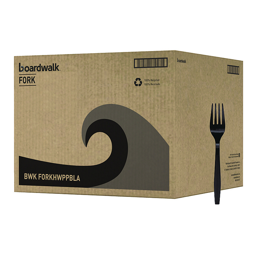 Boardwalk&reg; Heavyweight Plastic Cutlery, Fork, 1000 Forks (BWKFORKHWPPBLA)