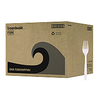 Boardwalk&reg; Heavyweight Plastic Cutlery, Fork, WE, 1000 Pcs. (BWKFORKHWPPWH)