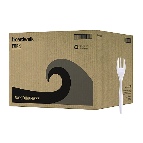 Boardwalk&reg; Mediumweight Plastic Forks, White, 1000 Forks (BWKFORKMWPP)