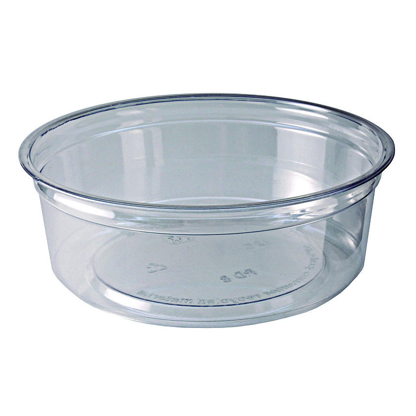 Fabri-Kal Recycleware Round Deli Container, 8 oz, 4.6" Diameter x 1.7" h, Clear, Plastic, 500/Carton (RD8)