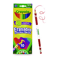 Crayola Erasable Color Pencil Set, 3.3 mm, 2B, Assorted Lead and Barrel Colors, 10/Pack (684410)