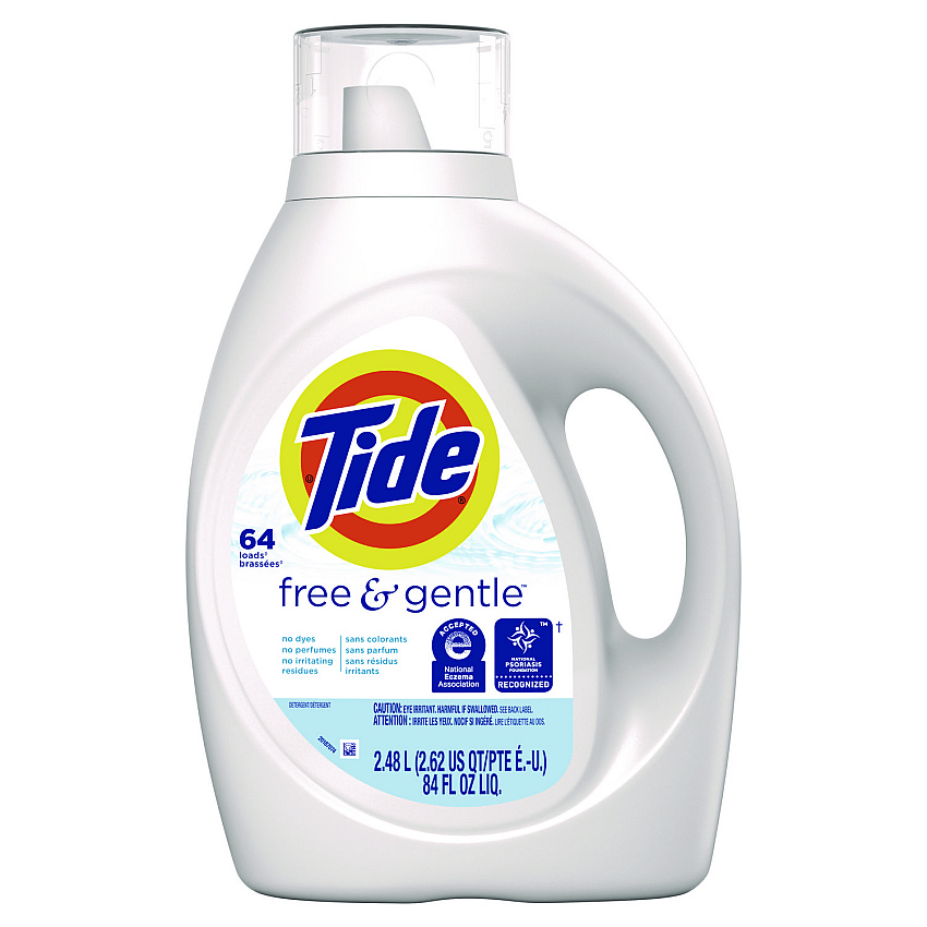 Tide&reg; Free & Gentle Liquid Laundry Detergent, 84 oz Bottle, 4 Bottles (12144)