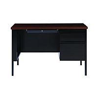 Alera Single Pedestal Steel Desk, 45" x 24" x 29.5", Mocha/Black, Black Legs (ALEHSD4524BM)