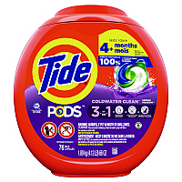 Tide PODS Laundry Detergent, Spring Meadow, 66 oz Tub, 76 Pacs/Tub (09166EA)