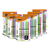 BIC Brite Liner Grip Pocket Highlighter, Assorted Ink Colors, Chisel Tip, Assorted Barrel Colors, 6/Set, 6 Sets/Pack (GBLD36EAST)