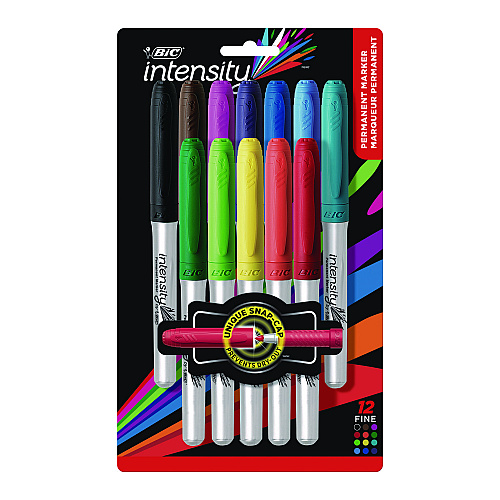 BIC Intensity Fine Tip Permanent Marker, Fine Bullet Tip, Assorted Colors, Dozen (GPMAP12NAST)