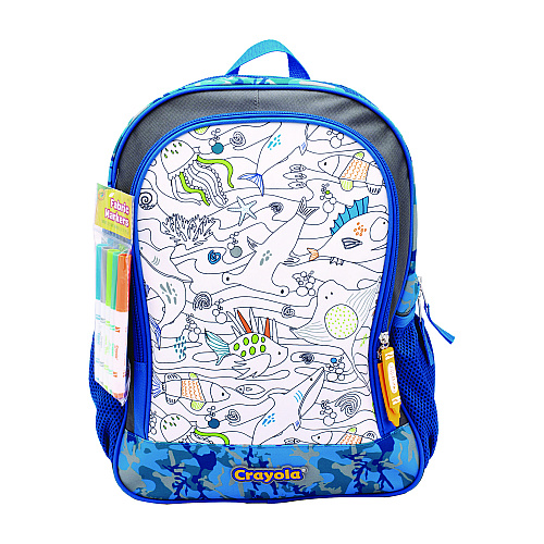 Crayola Color-Your-Own Backpack, Oceanfront, 15 x 5 x 16, Blue/Black (B23CL56806ST)