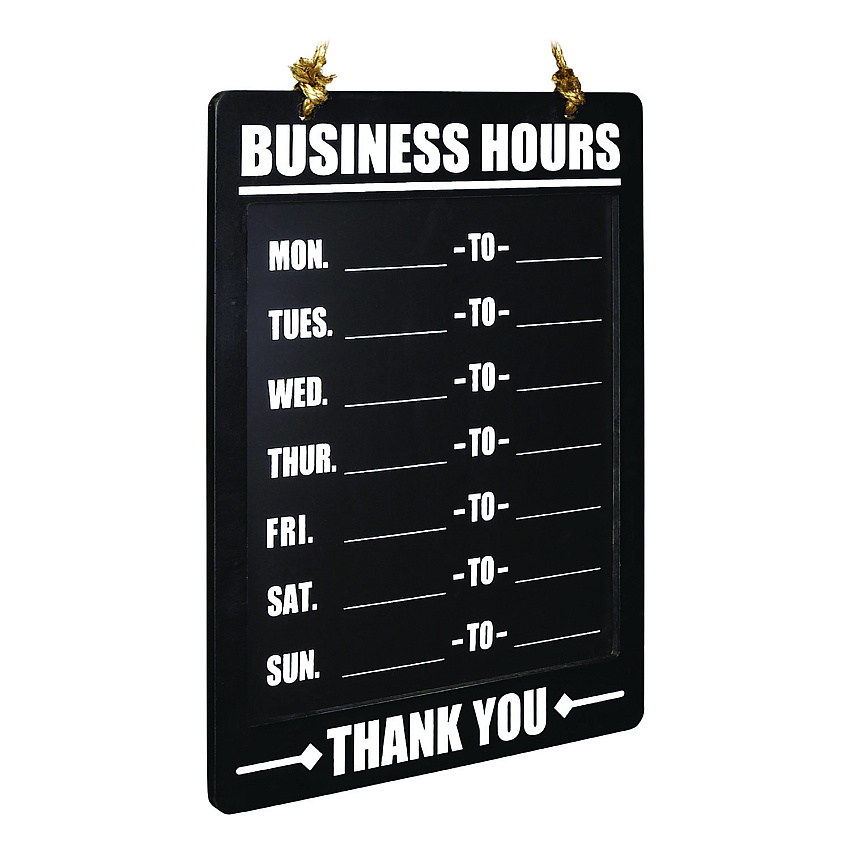 Excello Global Products Business Hours Indoor/Outdoor Hanging Chalkboard, 10 x 0.38 x 20.75, Black/White (EGPHD0311AS)