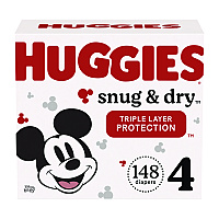 Huggies&reg; Snug and Dry Diapers, Size 4, 22-37 lbs, 148 Diapers (51518)