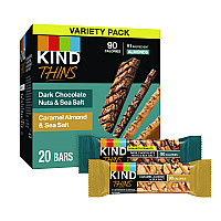 KIND Thins Bar Variety Pack, Caramel Almond & Sea Salt; Dark Chocolate Nuts & Sea Salt, 0.74 oz, 20/Box (PHW41888)