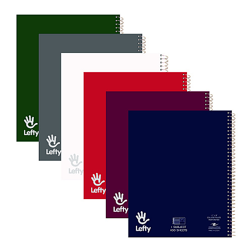 Roaring Spring Lefty Notebook, 1 Subject, College Rule, Randomly Asst Cover Color, (200) 11 x 8.5 Sheets (11096)
