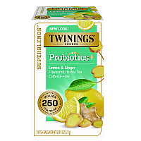 TWININGS Probiotics Lemon and Ginger Herbal Tea Bags, 0.05 oz, 18/Box (TNA95223)