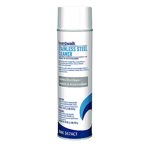 Boardwalk&reg; Stainless Steel Cleaner & Polish, Lemon, 18oz Aerosol (BWK347AEA)