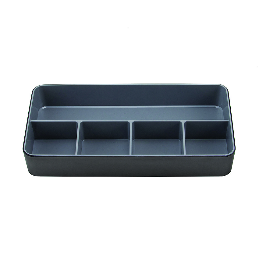Advantus Fusion Five-Compartment Plastic Accessory Holder, Plastic, 12.25 x 6 x 2, Black/Gray (37682)