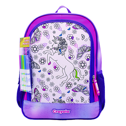 Crayola Color-Your-Own Backpack, Mystical Unicorn, 15 x 5 x 16, Pink/Purple (B23CL56804ST)