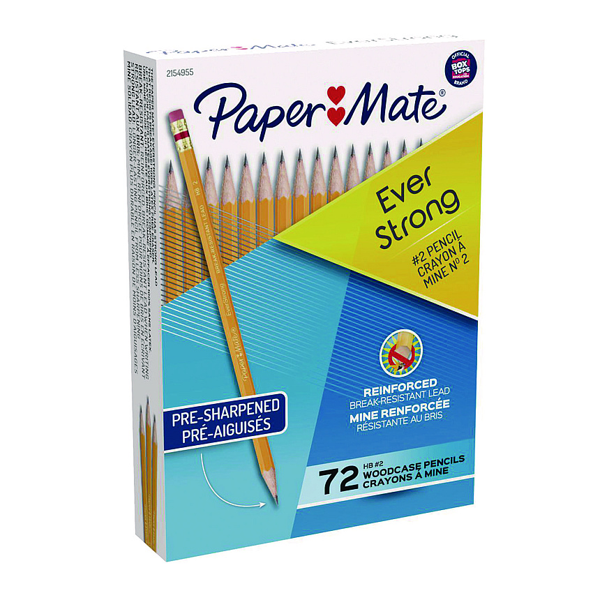 Paper Mate EverStrong #2 Pencils, HB (#2), Black Lead, Yellow Barrel, 72/Box (2154955)