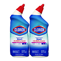Clorox Disinfecting Toilet Bowl Cleaner with Bleach, Rain Clean Scent, 24 oz Bottle, 2/Pack (30924)