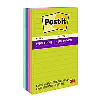 Post-it Note Pads in Summer Joy Color Collection Colors, 4" x 6", Note Ruled, 90 Sheets/Pad, 5 Pads/Pack (6605SSJOY)